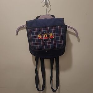 Vintage Disney Winnie The Pooh Mini Blue Plaid Bookbag Read!